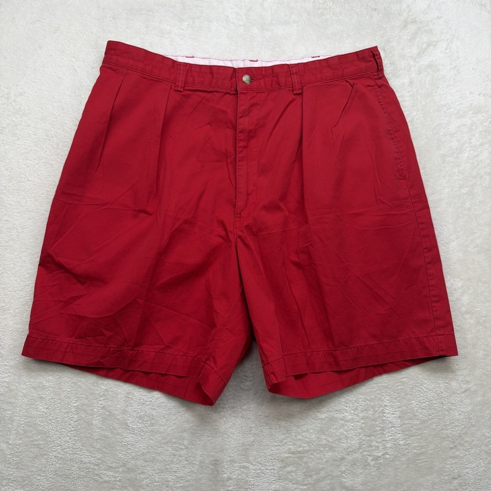 Polo Golf Pleated Chino Shorts Men's‎ 36 Red Classic Fit Preppy